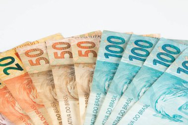 Brezilya para banknotları. Brezilya finans kavramı.