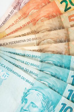 Brezilya para banknotları. Brezilya finans kavramı.