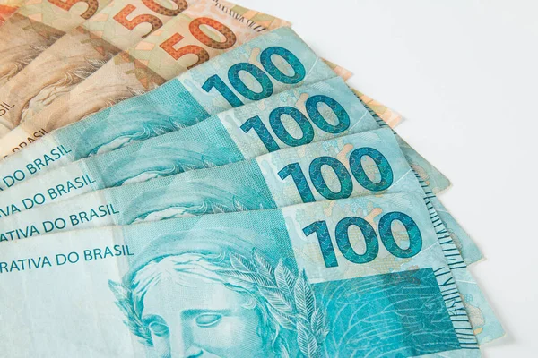 Braziliaanse Bankbiljetten Braziliaans Financieel Concept — Stockfoto