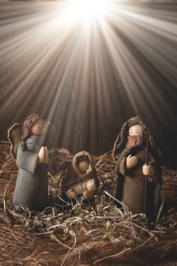 Doğum sahnesi. Geleneksel Noel sahnesi.