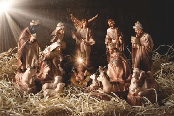 Рождественская Сцена Традиционная Рождественская Сцена — стоковое фото