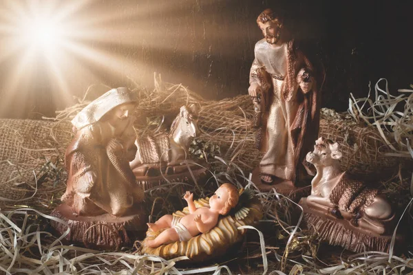 Geboorteplaats Traditionele Kersttafereel — Stockfoto