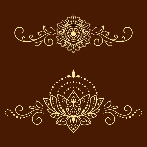 Conjunto Patrón Flores Mehndi Para Dibujo Tatuaje Henna Decoración Estilo Vector De Stock