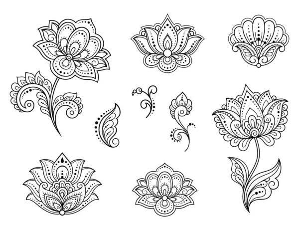 Mehndi Blumenmuster Für Henna Zeichnung Und Tätowierung Dekoration Ethnisch Orientalischen Stockvektor