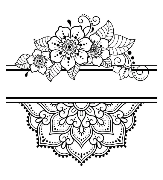 Cadre Dans Tradition Orientale Stylisé Avec Motif Décoratif Tatouages Henné — Image vectorielle