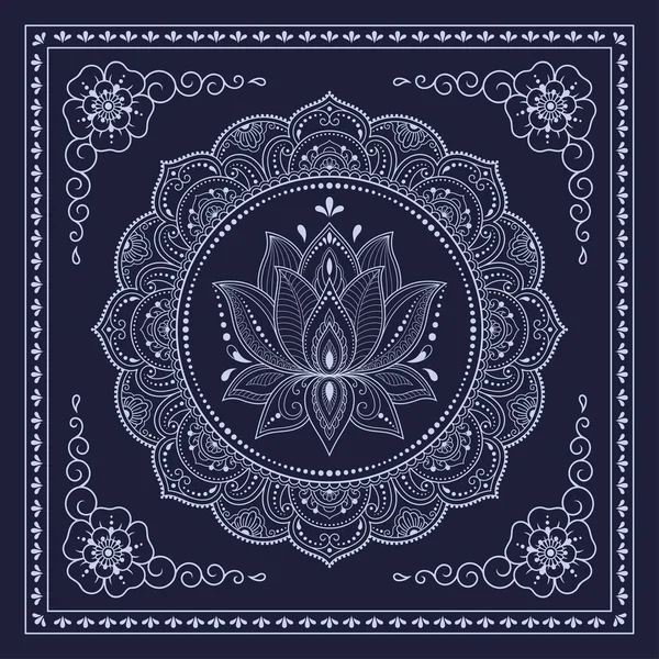 Kreisförmiges Muster Form Von Mandala Mit Lotusblume Für Henna Mehndi lizenzfreie Stockvektoren
