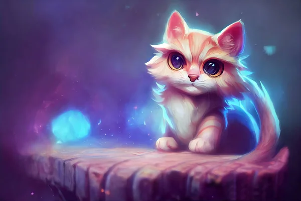 Digital oil painting of a cat. Fantasy cat from a fairytale.