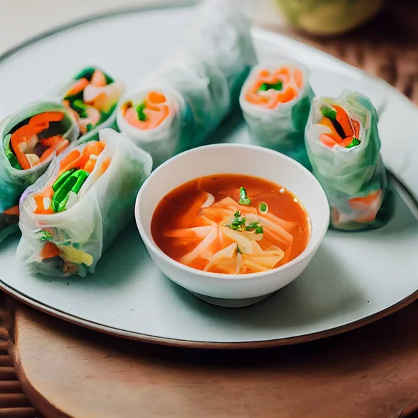 Fresh Spring Rolls. Vietnamese Food. Vegetarian vietnamese summer rolls