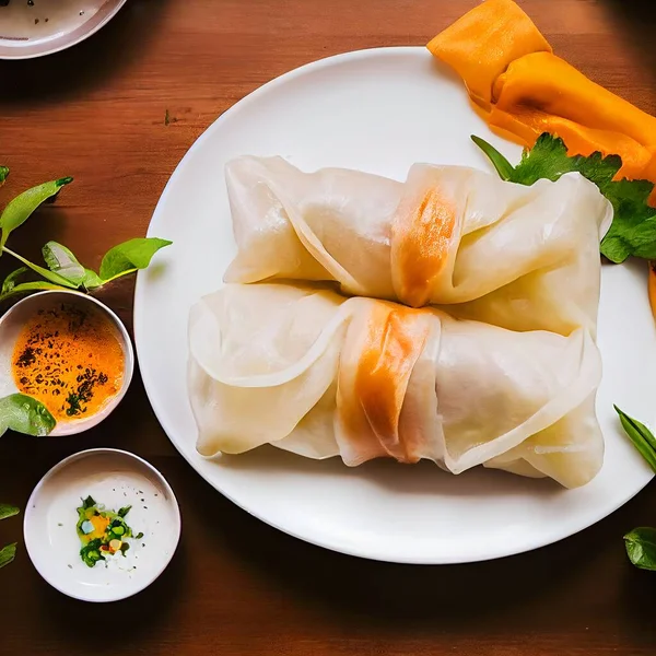 Fresh Spring Rolls. Vietnamese Food. Vegetarian vietnamese summer rolls