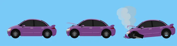 Cartoon Διάνυσμα Εικόνα Κατάσταση Του Μαλακού Αυτοκινήτου Magenta Από Κανονικό — Διανυσματικό Αρχείο