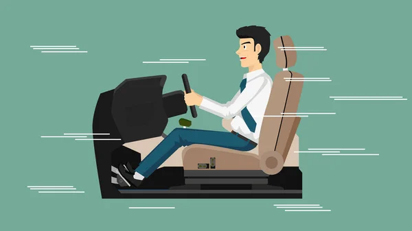 Businessman Relax Business Suit Concept Driving Car Sit Seat Hold — Vetor de Stock