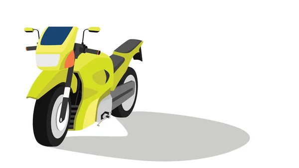 Жовтий Спортивний Мотоцикл Тінь Порожнім Простором Збоку Ізольованому Білому Тлі — стоковий вектор
