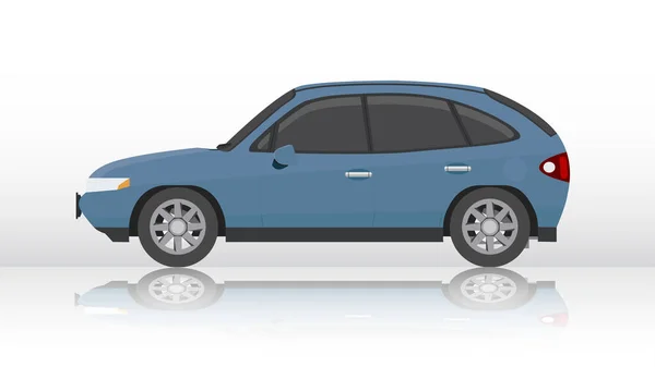 セダン車の高級ダークブルーの色の横にある 地面に車の影とグラデーションの白い色を背景に 青と白の背景のグラデーション 青から白へのグラデーション — ストックベクタ