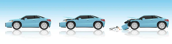 Cartoon Διάνυσμα Εικόνα Κατάσταση Του Μαλακού Μπλε Αυτοκινήτου Από Κανονικό — Διανυσματικό Αρχείο