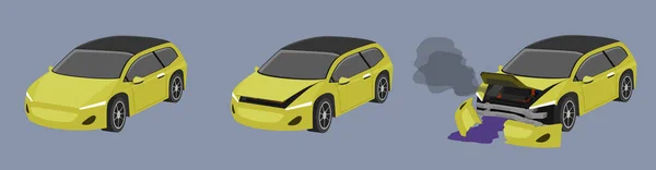 Desenhos Animados Vetor Ilustração Status Carro Amarelo Carro Normal Para — Vetor de Stock