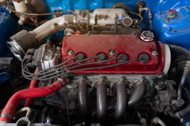 Maintenance background of ole engine  car modify for race.