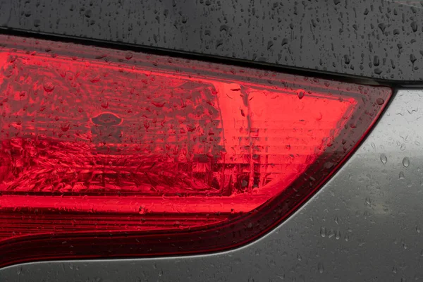 Close Tail Light Red Color Car Gray Color Boy Drop — Fotografia de Stock