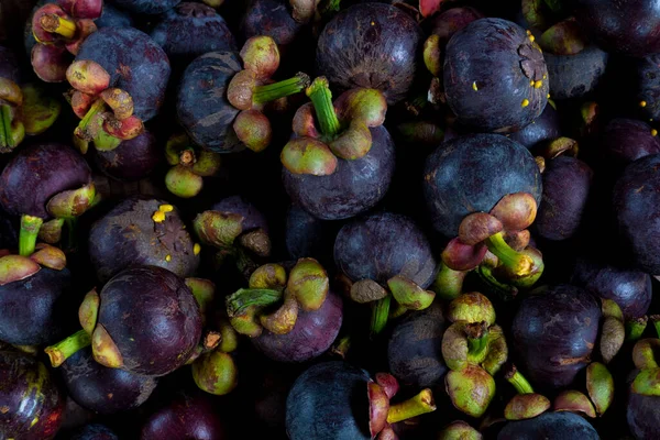 View Mangosteen Fruit Stacked Together Sale Background Textured Natural Fruit — Stock Photo, Image