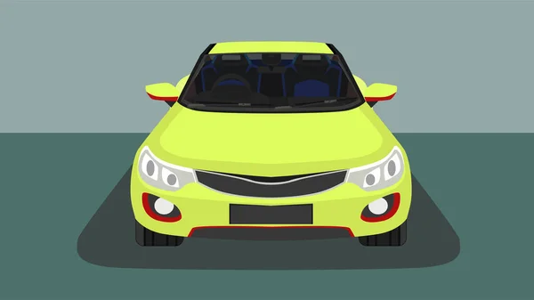Vector Illustration Front Sport Car Yellow Color Visible Interior Version — ストックベクタ