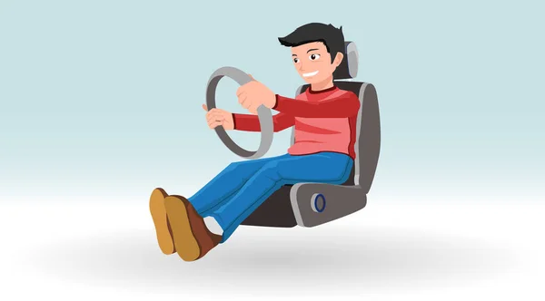 Διάνυσμα Απεικόνιση Του Ανθρώπου Κίνηση Κάτσε Στο Κάθισμα Και Κράτα — Διανυσματικό Αρχείο