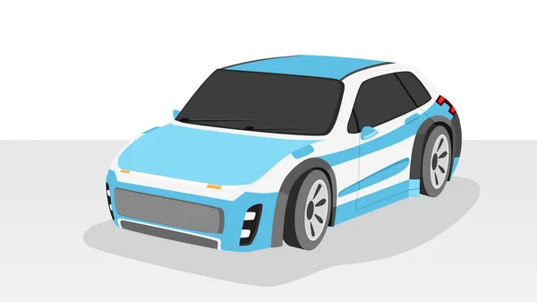 Elektro Fahrzeug Sport Blaues Auto Auf Klarem Boden Und Hintergrund — Stockvektor