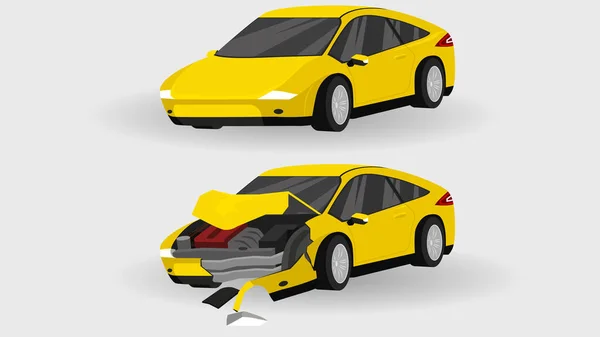 Vecteur Bande Dessinée Illustration Isomatique État Voiture Sport Jaune Voiture — Image vectorielle