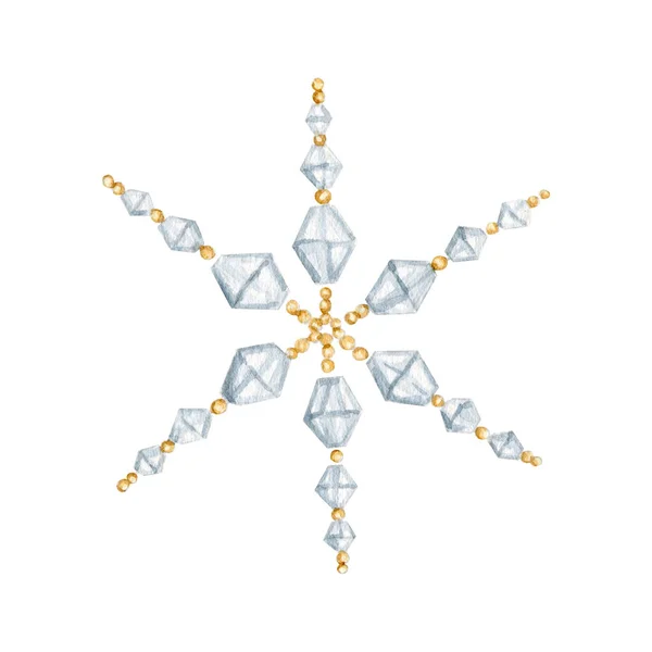 Suluboya kristal Noel kar taneleri el çizimi klima — Stok fotoğraf