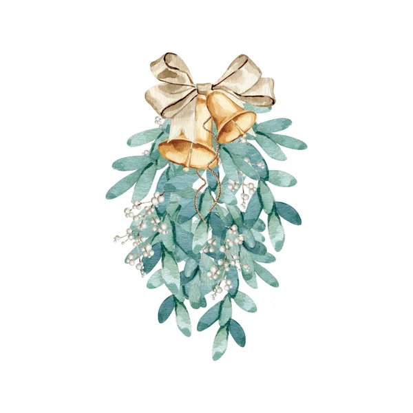 Suluboya Noel çanları ve jingle besteleri elle çizilmiş illüstrasyon sanatı