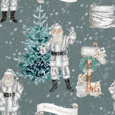 Suluboya Noel Baba kusursuz dijital kağıt çizimi