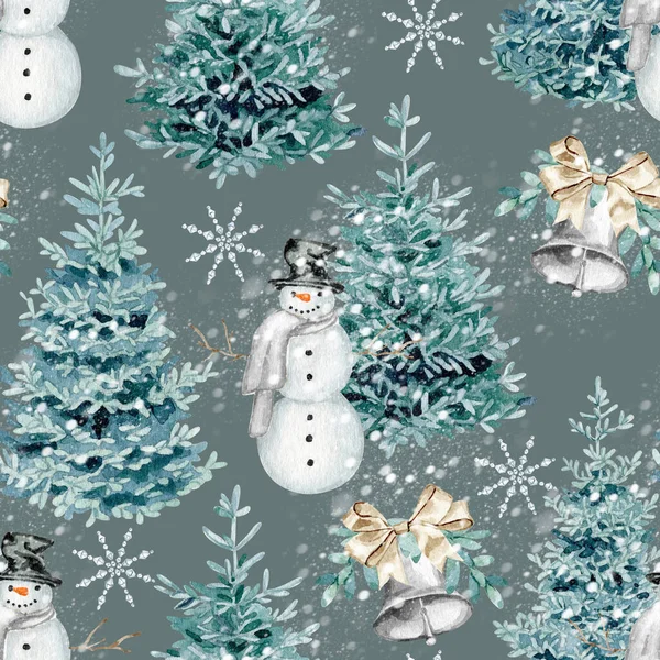 Акварель Кристалл Рождества колокола бесшовный шаблон цифровая иллюстрация бумаги — стоковое фото