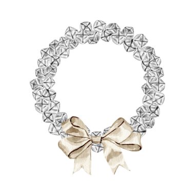 Suluboya Noel tatili çelenkleri elle çizilmiş klipsli sanat