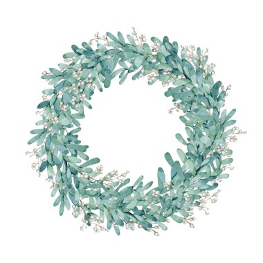 Suluboya Noel tatili çelenkleri elle çizilmiş klipsli sanat