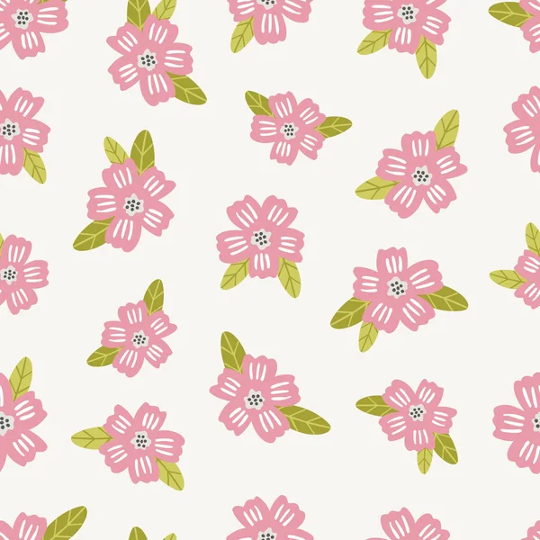 Motif Floral Sans Couture Avec Des Fleurs Dessinées Main Vecteur — Image vectorielle