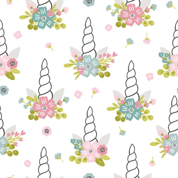 Papel Digital Unicornio Meadow Patrón Sin Costura Unicornio Para Niños — Vector de stock