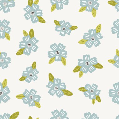 Çocuklar ve bebek ürünleri, kumaş, duvar kâğıdı, kırtasiye malzemeleri için tatlı vektör el çizimleri olan kusursuz çiçek desenli tasarım. Çayır çiçekli dijital kağıt