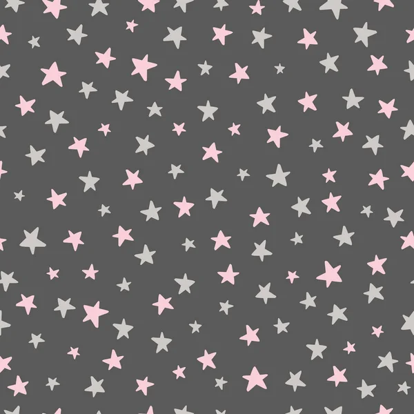 Simple Stars Seamless Pattern Design Repeating Baby Nursery Background Fabric — Stock Vector