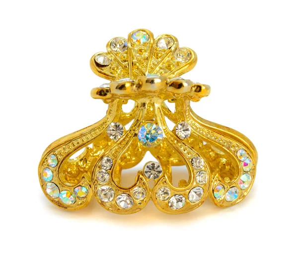 Foto Krásné Malé Zlaté Šperky Ozdoby Izolovaných Bílém Pozadí — Stock fotografie