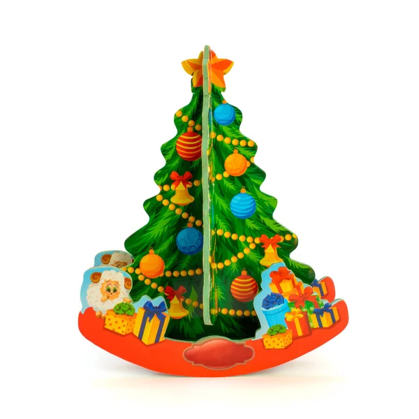 Beyaz Arka Plan Üzerinde Izole Güzel Renkli Noel Ağacının Fotoğraf — Stok fotoğraf