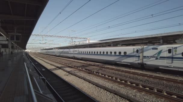 Kanagawa Japan November 2021 Tokaido Shinkansen Nozomi Passing Odawara Station — Stock Video