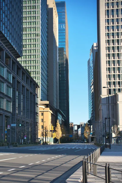 Tokyo, Japonya - 26 Aralık 2021: Marunouchi bölgesi kış sabahı