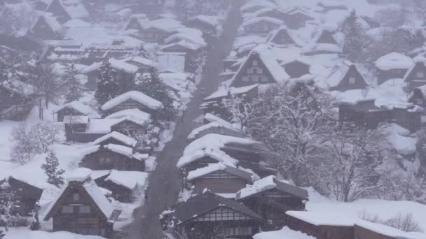 Shirakawago Ιαπωνία Φεβρουαρίου 2022 Πανοραμική Θέα Του Χιονισμένου Χωριού Shirakawago — Αρχείο Βίντεο
