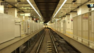Tokyo, Japonya - 23 Şubat 2022: Keio Hattı treni Shinjuku İstasyonu, Tokyo, Japonya
