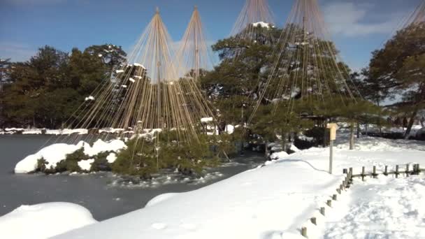 Ishikawa Ιαπωνία Φεβρουαρίου 2022 Σχοινιά Τεντωμένα Από Την Κορυφή Ενός — Αρχείο Βίντεο