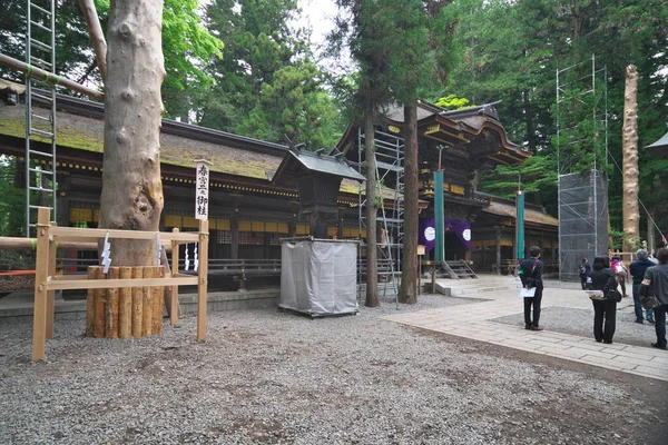 Nagano Japan May 2022 Just Completing Rebuilding Onbashira Pillars Harumiya — 스톡 사진