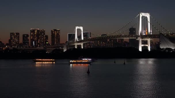 Tóquio Japão Junho 2022 Vista Noturna Ponte Arco Íris Tóquio — Vídeo de Stock