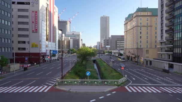 Hokkaido Japan July 2022 Souseigawa Street Sapporo Hokkaido Japan Morning — Stock video