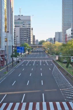 Hokkaido, Japonya - 9 Temmuz 2022: Sapporo, Hokkaido, Japonya 'da Souseigawa Caddesi