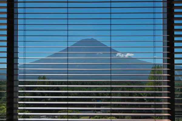 Yamanashi Japão Setembro 2022 Fuji Visto Através Sombra Janela — Fotografia de Stock