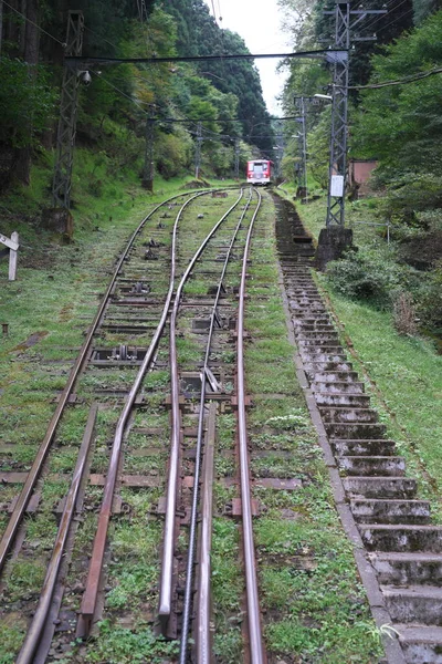 Tokyo Giappone Settembre 2022 Sistemi Deviazione Funicolari Due Binari Funivie — Foto Stock