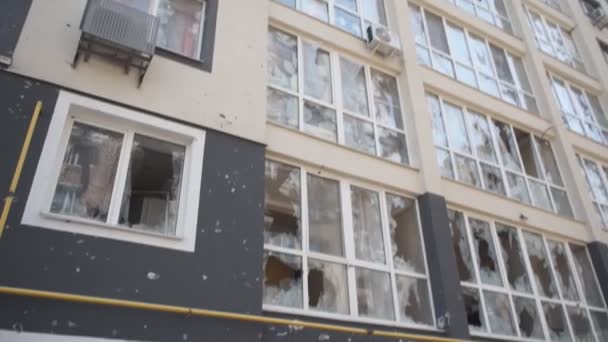 Bucha Ukrayna Rusya Ukrayna Savaşı Sırasında Rus Ordusunun Bombardımanı Sonucu — Stok video